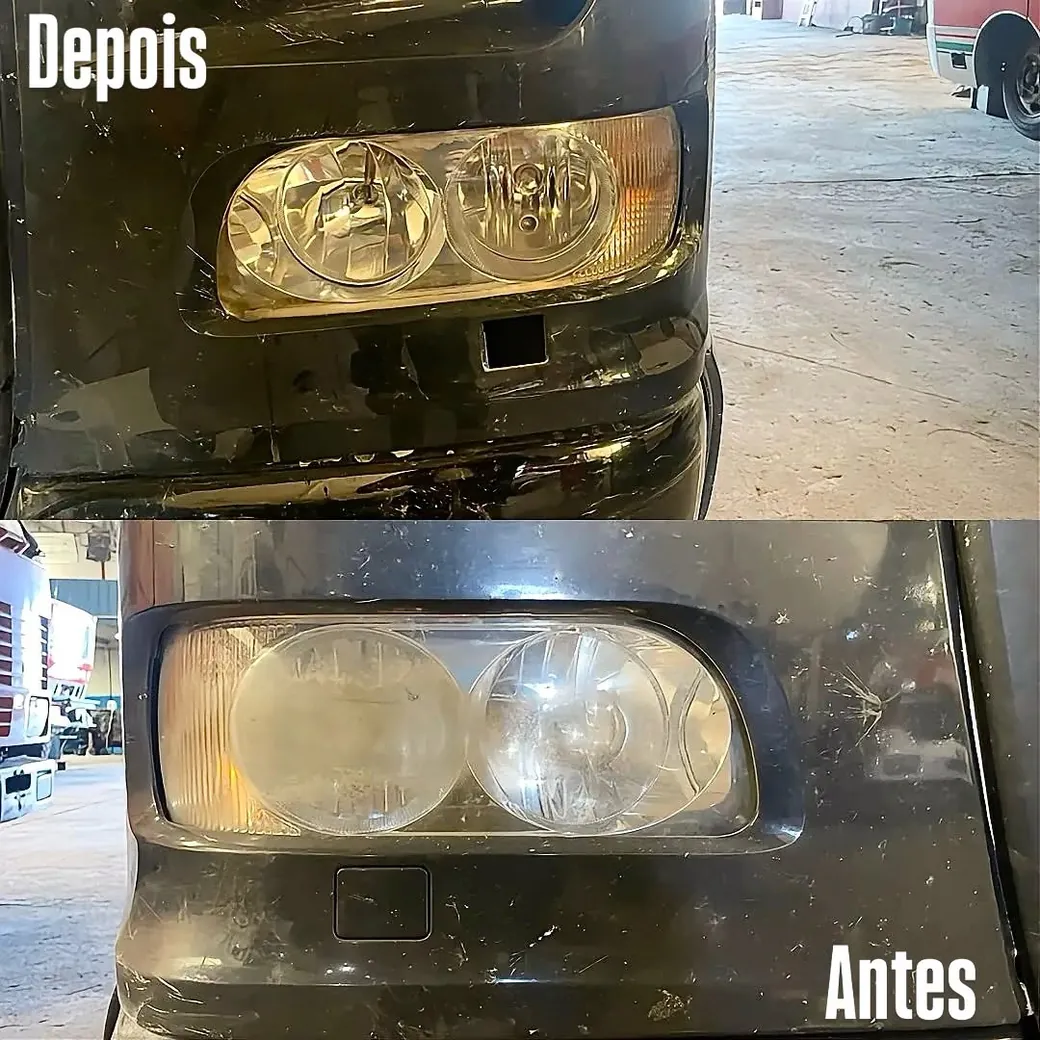 Restauro de ótica de farol — antes e depois